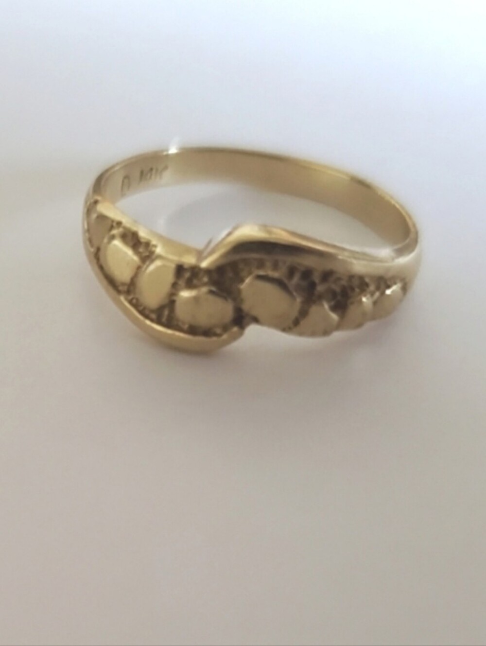 14k Gold Nugget Ring Sz 6 Asymmetric Design